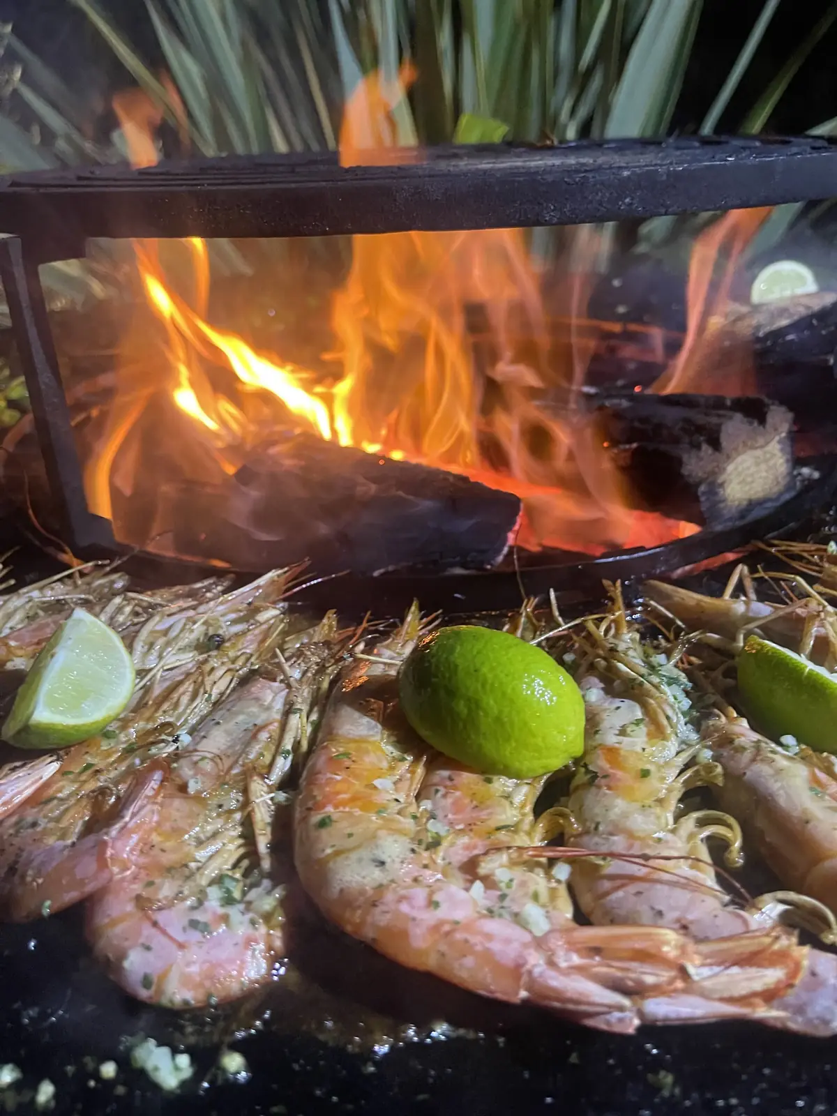 Gambas cuites au feu de bois